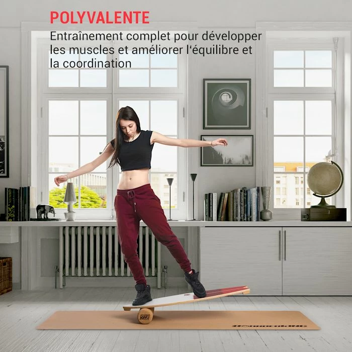 Nouveau 💯 BoarderKING Planches D'équilibre Indoorboard Wave Planche D'équilibre + Tapis + Rouleau ❤️ 2 Nouveau 💯 BoarderKING Planches D'équilibre Indoorboard Wave Planche D'équilibre + Tapis + Rouleau ❤️ – Image 2